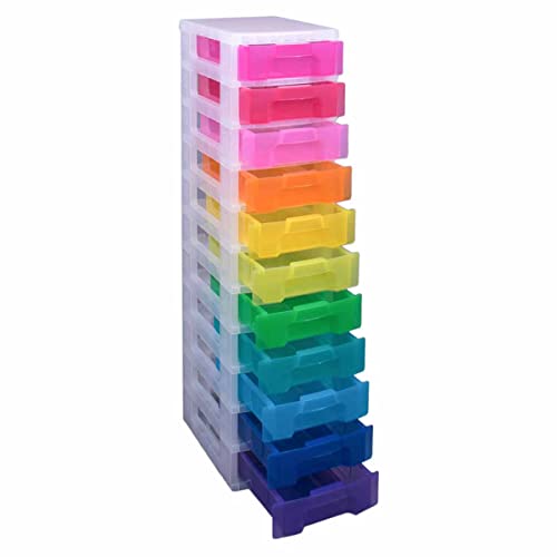 Really Useful Box 11 Liter Tower Schublade – durchsichtig/Regenbogenfarben (7 Stück) von Really Useful Box