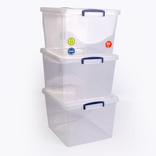 Really Useful Box 3 x 33,5 Liter Nestable box mit Deckel - 380 x 460 x 285 mm - transparent von Really Useful Box