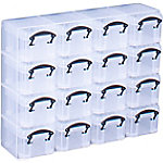 Really Useful Box Aufbewahrungsbox 0.14CX16ORG Schwarz, Transparent Kunststoff 28 x 6,5 x 22,4 cm 16 Stück von Really Useful Box