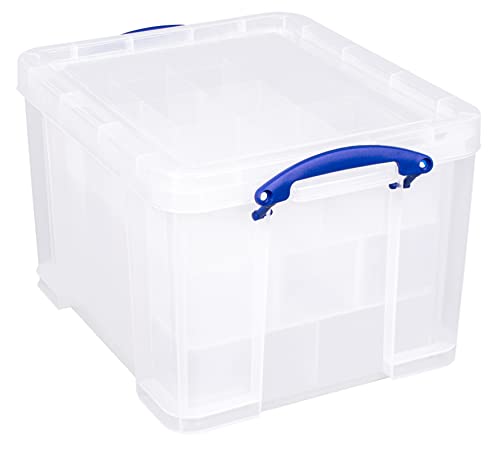 Really Useful Box Aufbewahrungsbox aus Kunststoff, 35 l, transparent mit 3 Ablagen von Really Useful Box