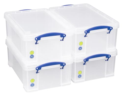 Really Useful Box 9 Liter Kunststoff-Aufbewahrungsbox, transparent, Mehrzweck-Stapelaufbewahrung, mit Deckel und Clip-Verschluss-Griffen, ideal für Zuhause, Büro, Schule und Kunst- und von Really Useful Box