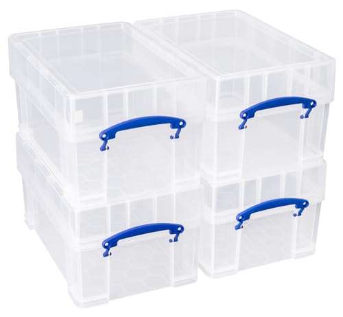 Really Useful Box Aufbewahrungsbox aus Kunststoff, 9 l, transparent, 4 Stück von Really Useful Box