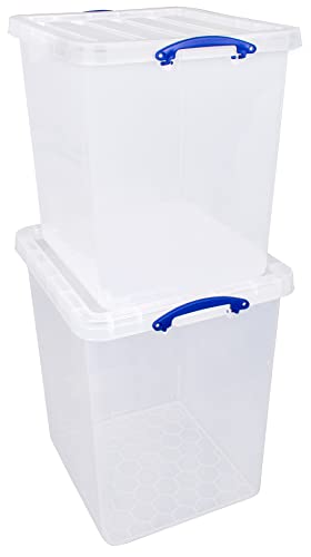 Really Useful Box Aufbewahrungsbox aus Kunststoff, transparent, 87 l, 2 Stück von Really Useful Box