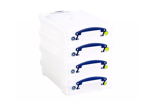 Really Useful Box Kunststoff-Aufbewahrung, 4 l, transparent, 4 Stück, Farblos von Really Useful Box