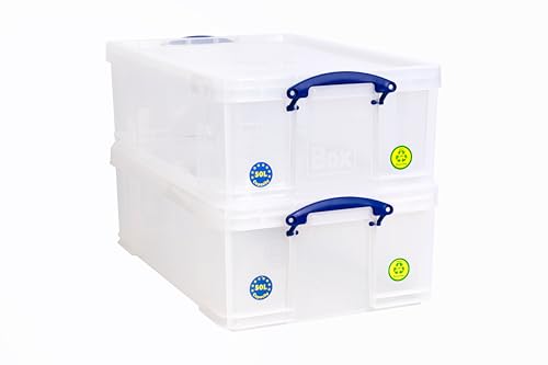 Really Useful Box Kunststoff-Aufbewahrung, 50 l, transparent, 2 Stück, Farblos von Really Useful Box