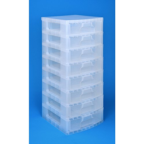REALLY USEFUL Scrapbook Aufbewahrungsturm 8x9 Liter - transparent - 395x420x905mm von Really Useful Box