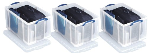 3 Stück Really Useful Box 84C 84 Liter Box Transparent Aufbewahrungsbox Behälter Stapelbar 710x440x380 mm von Really Useful Box