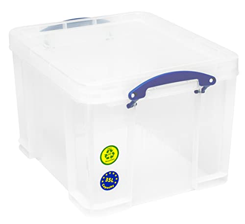 Really Useful 35C Kunststoff-Aufbewahrungsbox leicht robust stapelbar 35 Liter 480 x 390 x 310 mm transparent von Really Useful Box