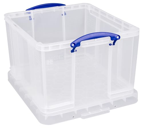 Really Useful 42C Kunststoff-Aufbewahrungsbox (leicht, robust, stapelbar, 42 Liter, BxTxH 440 x 520 x 310 mm) transparent von Really Useful Box