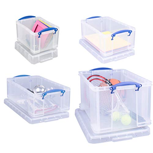 Really Useful Aufbewahrungsboxen 4er-Pack 48 Litre + 12 Litre + 9 Litre + 3 Litre farblos von Really Useful Box