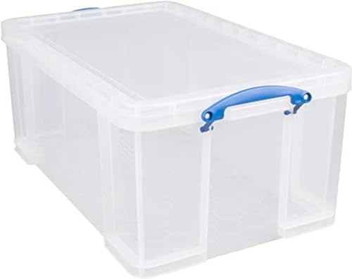 Really Useful Box 64C 64L Box Transparent, stapelbare und nestbare klare Kunststoff-Aufbewahrungsboxen mit Deckeln. Klar, tief, robust. Abmessungen: 710 x 440 x 310 mm von Really Useful Box