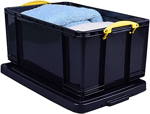 Really Useful Kunststoff-Aufbewahrungsbox recycelt robust stapelbar 64 Liter, Schwarz, 440 x 710 x 310 mm von Really Useful Box
