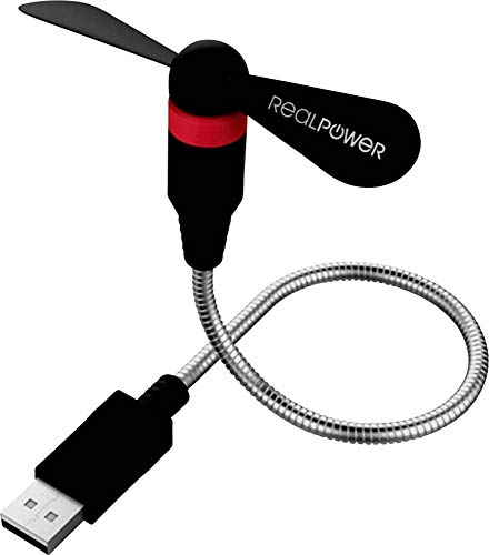 RealPower USB mini Fan schwarz (USB-Ventilator flexibel) von Realpower