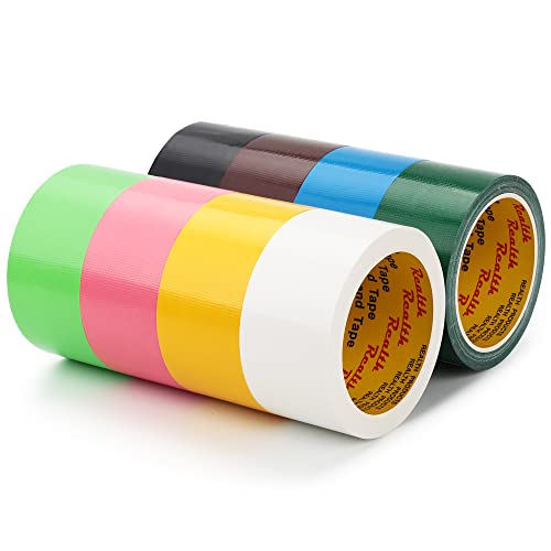 Realth Panzertape Gewebeklebeband Farbiges Klebeband 8 Stück 48mm x 11m für Kunsthandwerk Farbcodierung DIY Einschließlich Dunkelbraun Schwarz Weiß Blau Dunkelgrün Hellgrün Rosa Gelb(DT483282) von Realth