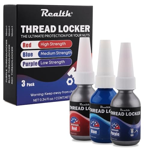 Realth Schraubensicherung/Geringe Mittelfest und Hohe Festigkeit | Blau und Rot und Lila | Threadlocker - Dichtungsmutter Bolzen Gegen Verlust und Leckage | 10ml x 3 Pack von Realth