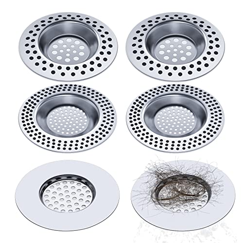 Realure (6er Satz) Abflusssieb Küchenspüle mit Duschabfluss Haarfänger, Abflusssieb Dusche, 90 Löcher Waschbecken Sieb für Küche, Badezimmer, Toilette Schutz der Drainage, Edelstahl Metall (6 PCS) von Realure