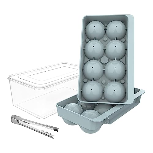 Reapyyt Eiswürfelform, 2er-Pack Kugelförmige Eiswürfelform mit Behälter und, Auslaufsichere Runde Eiswürfelform von Reapyyt