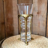 Messing Widderkopf Wirbelte Kristallvase, Vintage Decor von RearviewFinds