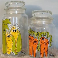 Vintage Hildi Anthropomorphe Glas Küchen Vorratsdosen von RearviewFinds