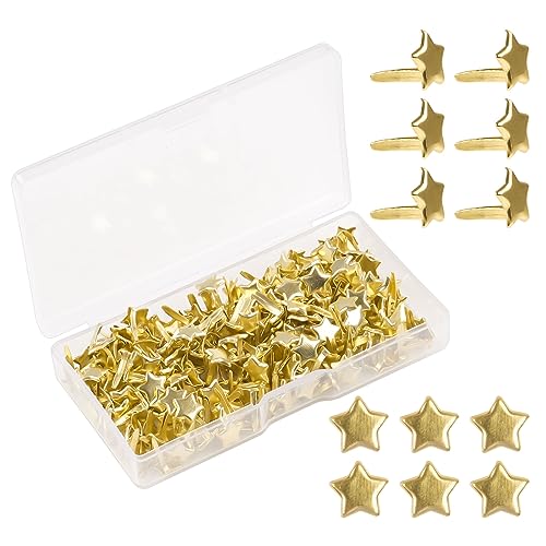 Musterbeutelklammern, 200 Stück Musterklammern, Pentagrammförmig Mini Brads, Metall Papierverschlüsse mit Aufbewahrungsbox für Schule Büro Scrapbooking Papier DIY Bastel von Reastar