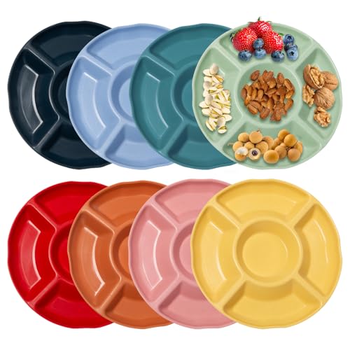 Rebanky 8 Stück Snackteller mit 5 Fächern, Snackteller Plastik Obstteller Servierteller Obstteller mit Fächern Wiederverwendbar für Nüsse, Süßigkeiten, Desserts 8 Farben, 23x2.5cm Rebanky 8 Stück Snackteller mit 5 Fächern, Snackteller Plastik Obstteller Servierteller Obstteller mit Fächern Wiederverwendbar für Nüsse, Süßigkeiten, Desserts 8 Farben, 23x2.5cm von Rebanky