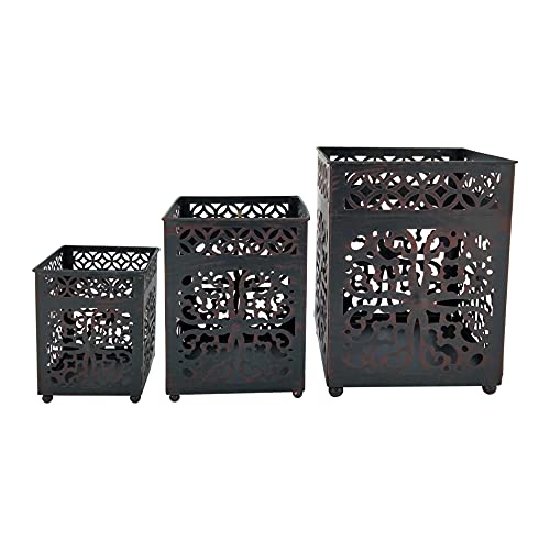 Rebecca Mobili 3 Kerzenständer, Windlichter Set, Metall, Schwarz, Moderner Stil, Für Wohnzimmer Restaurants - Maße: 22,5 × 17 × 17 cm (H×B×T) - Art. RE6652 von Rebecca Mobili