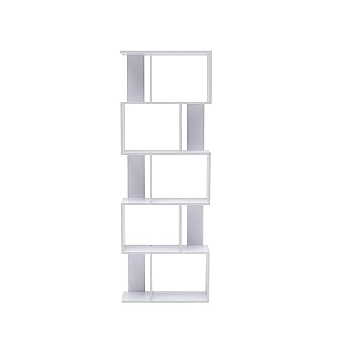 Rebecca Mobili Büroregal für Ordnen, Bücherregal Weiß für Schlafzimmer, 10 Ablagen, Holz MDF, Modern – Maße: 169 x 60 x 24 cm (HxLxB) - Art. RE4585 von Rebecca Mobili