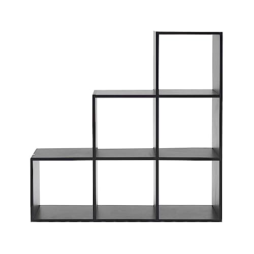 Rebecca Mobili Hochregal Standregal Modern Schwarz 6 Ablagen Wohnzimmer Büro Ordnung Bücher - 97,5 x 97,5 x 29 cm (H x B x T) - Art. RE6040 von Rebecca Mobili