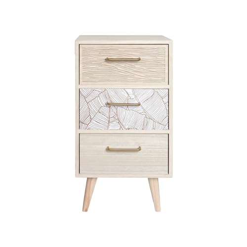 Rebecca Mobili Holz Nachttisch, Hoher und Schmaler Nachttisch, MDF Holz, Hellbraun, für Schlafzimmer, Skandinavischer Stil - Maße HxBxT: 58 x 30 x 29 cm - Art. RE6912 von Rebecca Mobili