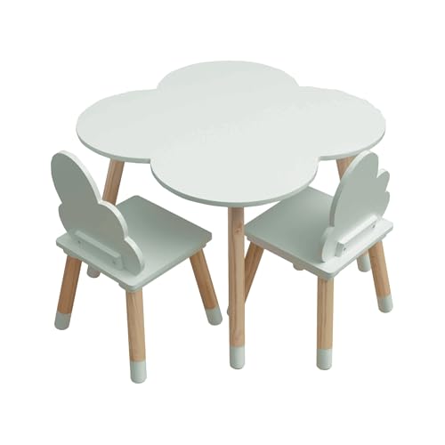 Rebecca Mobili Kinder-Tisch und 2 Stühle Set, Grün Braun, MDF Kiefer, für Kinderzimmer, Spielzimmer - Abmessungen: 44 x 60 x 60 cm / 50 x 25 x 25 cm - Art. RE6900 von Rebecca Mobili