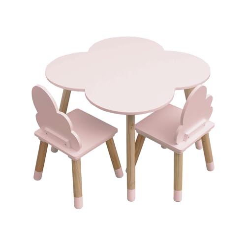 Rebecca Mobili Kinder-Tisch und 2 Stühle Set, zur Zimmerdekoration im Kinderzimmer, Rosa Braun, MDF Kiefer - Abmessungen: 44 x 60 x 60 cm / 50 x 25 x 25 cm - Art. RE6899 von Rebecca Mobili