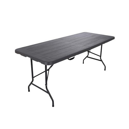 Rebecca Mobili Faltbarer Gartentisch, Buffettisch, Dunkelgrau, Kunststoff Stahl, Klappbar, für Camping Partys, Maximale Belastung 100 kg, 8 Personen - Maße HxBxT: 74 x 180 x 75 cm - Art. RE6967 von Rebecca Mobili