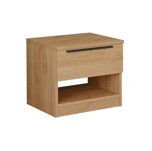 Rebecca Mobili Kleiner Nachttisch, Braun, Spanplatte aus Eisen, kompakt, platzsparend, mit 1 Schublade und 1 offenem Fach – Maße HxBxT: 44,5 x 50 x 42 cm – Art. RE7228 von Rebecca Mobili