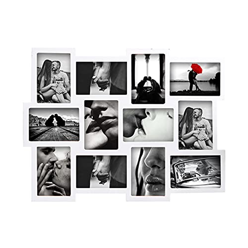 Rebecca Mobili Multirahmen, Bilderrahmen Fotorahmen, für 12 Bilder Format 10 x 15, MDF, Weiß, für Foto-Kollektion Maße: 47 x 60 x 1,2 cm (HxLxB) – Art. RE4065 von Rebecca Mobili
