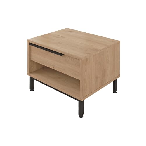 Rebecca Mobili Niedriger Nachttisch, Beistelltisch für Schlafzimmer, Braun Dunkelgrau, Spanplatte Eisen, mit 1 Schublade und 1 Fach - Maße HxBxT: 53,5 x 42,5 x 44,5 cm - Art. RE7214 von Rebecca Mobili