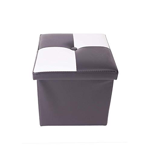 Rebecca Mobili Pouf Kunstleder, Hocker mit Stauraum, Puff Fußhocker Sitzwürfel Weiß Schwarz – Maße: 30 x 30 x 30 cm (HxLxB) - Art. RE4899 von Rebecca Mobili