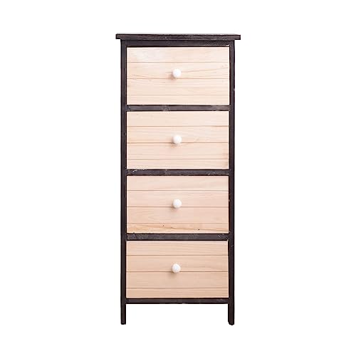 Rebecca Mobili Schubladenschrank im Landhausstil, Holzschrank, 4 Schubladen, Grau Weiß, Vintage, Zimmer Wohnzimmer Eingang – Maße: 81 x 35 x 25 cm (HxLxB) – Art. Re4026 von Rebecca Mobili