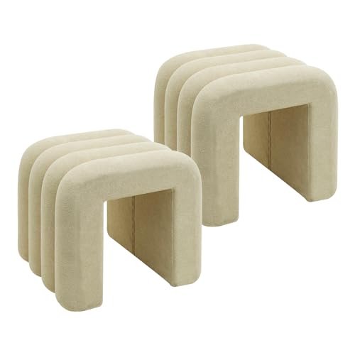 Rebecca Mobili Set 2 Moderne Poufs, Niedrige Fußstützen, Beige, Polyesterstoff MDF, Gepolstert, Originelles Design, für Schlafzimmer Wohnzimmer - Maße HxBxT: 40 x 38 x 40 cm - Art. RE7061 Rebecca Mobili Set 2 Moderne Poufs, Niedrige Fußstützen, Beige, Polyesterstoff MDF, Gepolstert, Originelles Design, für Schlafzimmer Wohnzimmer - Maße HxBxT: 40 x 38 x 40 cm - Art. RE7061 von Rebecca Mobili