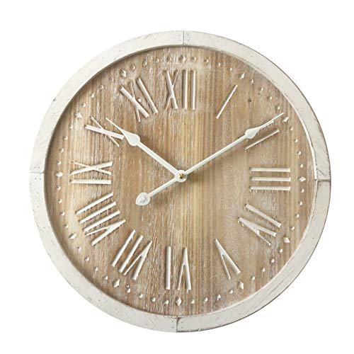 Rebecca Mobili Wanduhr, Designuhren, Retro-Stil, Hellbraun Weiß, MDF-Holz, römische Ziffern, für Geschenkidee - Maße: 40 x 40 x 4,5 cm (HxLxB) - Art. RE6463 von Rebecca Mobili