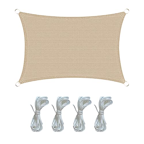 Rebecca Mobili Wetterschutz Sonnensegel Rechteckig Beige Polyethylen Befestigungsseile UV-Schutz Camping Terrasse Schwimmbad 2x3 m (Cod. RE6342) von Rebecca Mobili