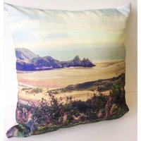 Vintage Appeal Fotokunst Kissen, Three Cliffs Bay Von Oben, Gower By Rebecca Jory Art Vintage Appeal Fotokunst Kissen, Three Cliffs Bay Von Oben, Gower By Rebecca Jory Art von RebeccaJoryArt