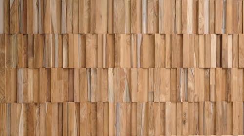 Rebel of Styles - UltraWood Teak Vertical - 0,39m² / 6 Stück - 3D Wandpaneele/Verblender/Platten aus Teakholz - Deko Verkleidung. Stilvolle Holzvertäfelung für Innenwände von Rebel of Styles