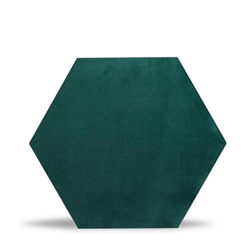 Rebel of Styles - Luxury Velvet Textile Hexagon Green - 0,058m² / 1 Stück - 3D Gepolsterte Wandpaneele/Verkleidung/Verblender - Polsterpaneel mit Samt Wandkissen für effektiven Wandschutz von Rebel of Styles