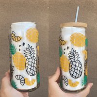 Ananas Bierglas Dose, Glas Libbey Wrap Svg, Obstbecher, Eis Kaffeetasse, Tasse von RebelBellesShop