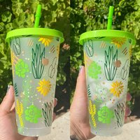 Kaktus Craze Tumbler, Konfetti Grüner Frühling/Sommer Venti Cup, Manna Pflanze Mom Cup von RebelBellesShop