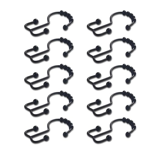 10 Stück Metall Duschvorhang Ringe Resistente Doppelgleithaken Walzen Für Badezimmervorhänge Und Liner Duschvorhangzubehör Accessoires von Rebellious
