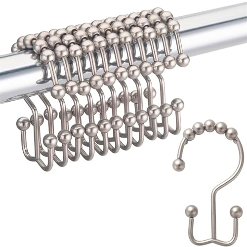 10 Stück Metall Duschvorhang Ringe Resistente Doppelgleithaken Walzen Für Badezimmervorhänge Und Liner Duschvorhangzubehör Accessoires von Rebellious