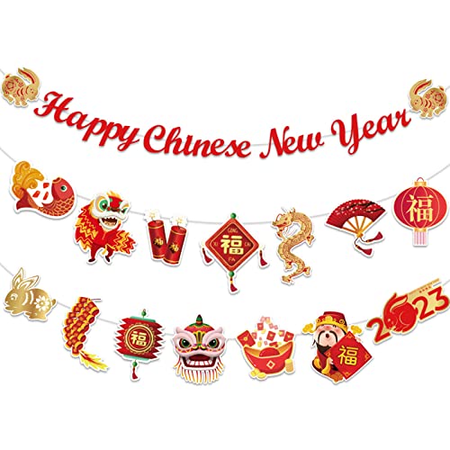 Happy Chinese New Year Wandbehang Dekorationen 2023 Frühling Festival Party Supplies Home Ornament Festliche Dekoration Schild Dekorative Dekoration Ornamente von Rebellious