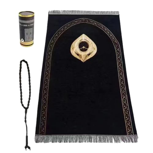 Rebellious Islamische Gebetsmatte, leicht, praktisch, mit Rosenkranz-Perlen, für Muslime, islamische Reisen, tragbare Gebetsdecke, tragbare Matte, Handwerkskunst, feine Materialien, einzigartige von Rebellious