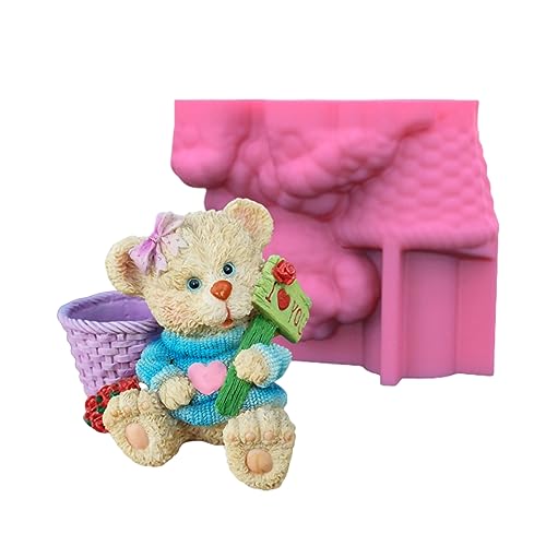 Rebellious Love Little Bear Gips Blumentopf Silikonform Epoxidharz Gussform Sukkulente Vase Zementform Stifthalterform von Rebellious